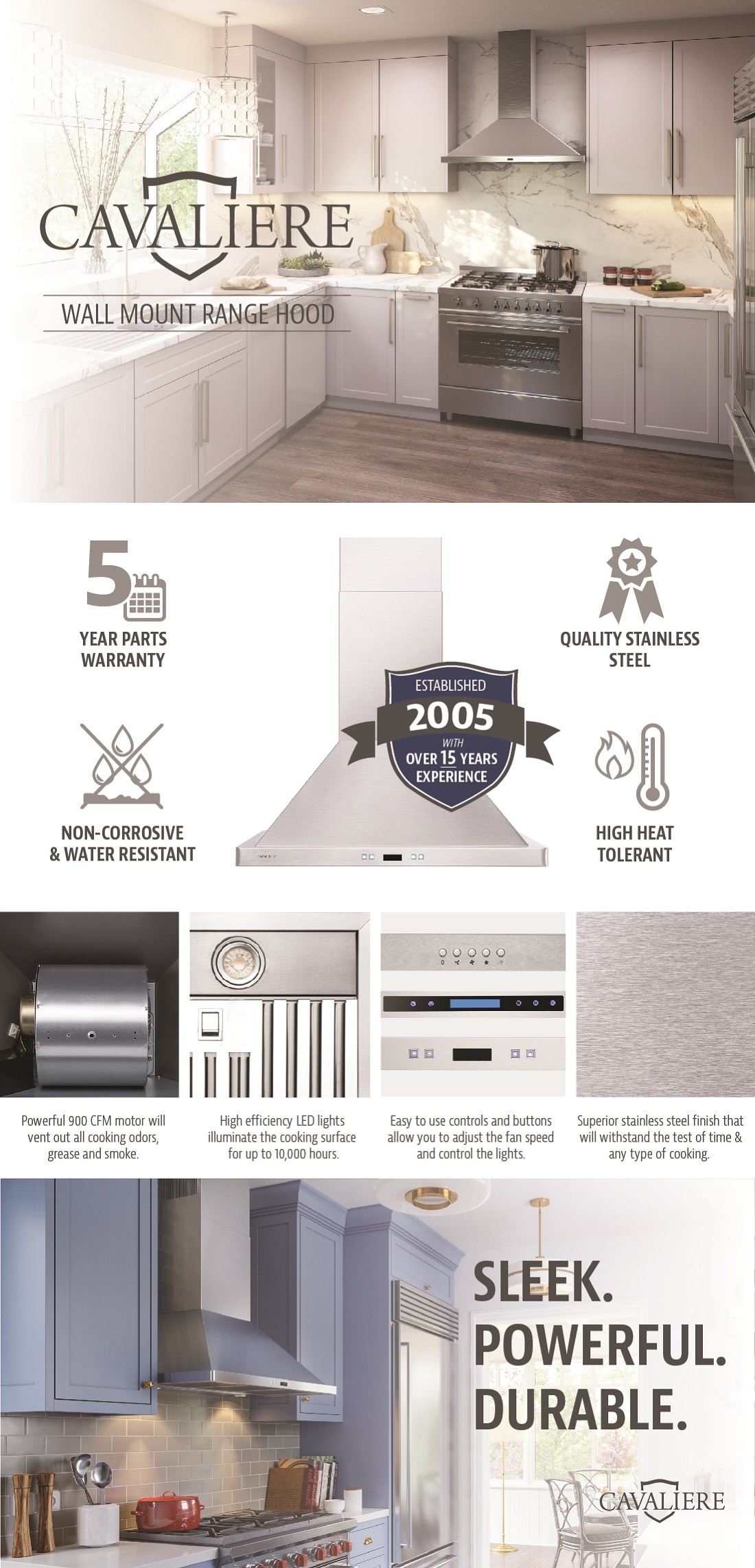 Cavaliere 30 in. Convertible WallMounted Range Hood with Light in